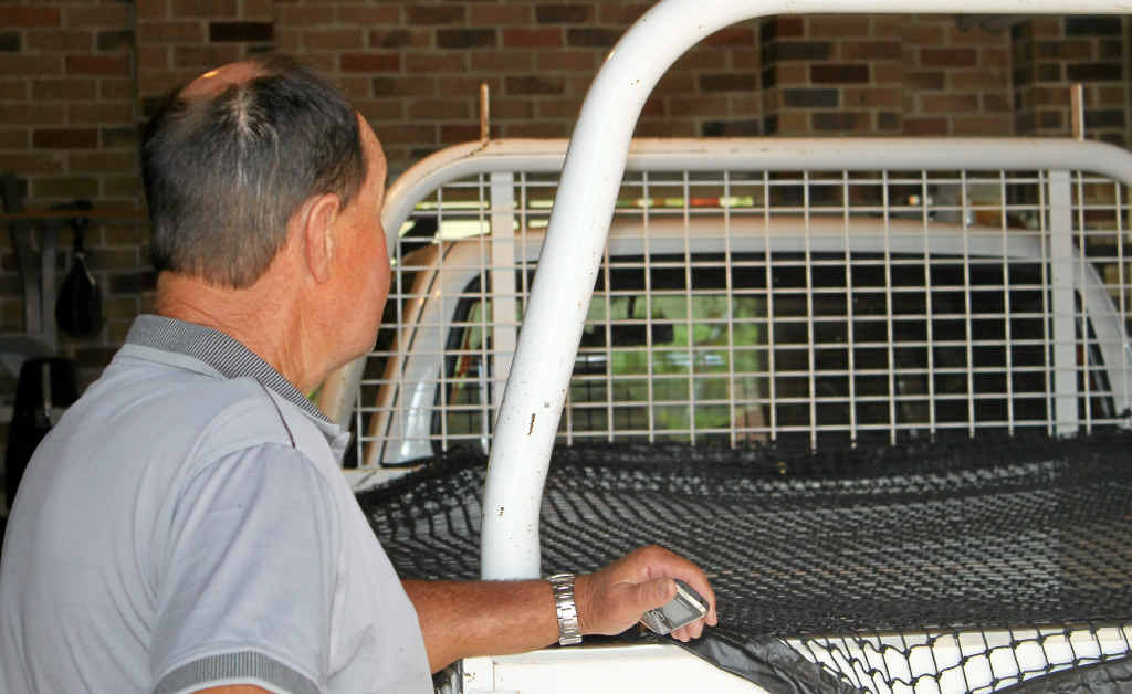 One Warwick tradesman has tied a net on the back of his Ute to avoid a fine. One Warwick tradesman has tied a net on the back of his Ute to avoid a fine.